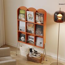 Retro solid wood magazine rack small living room balcony reading display rack French simple newspaper storage rack manufacturer