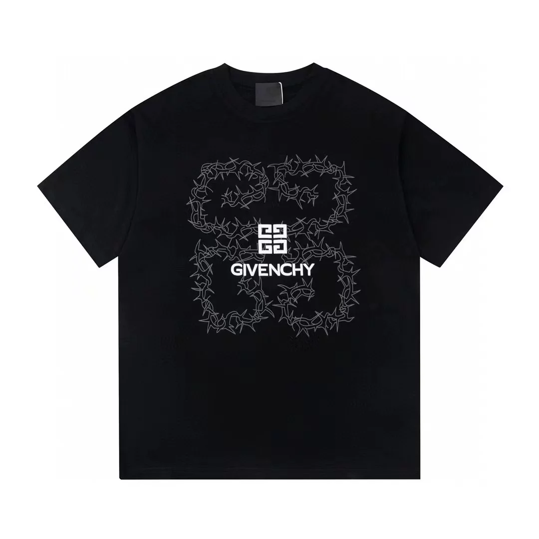 Givenchy, хлопковая летняя футболка для отдыха с круглым вырезом, свободный крой