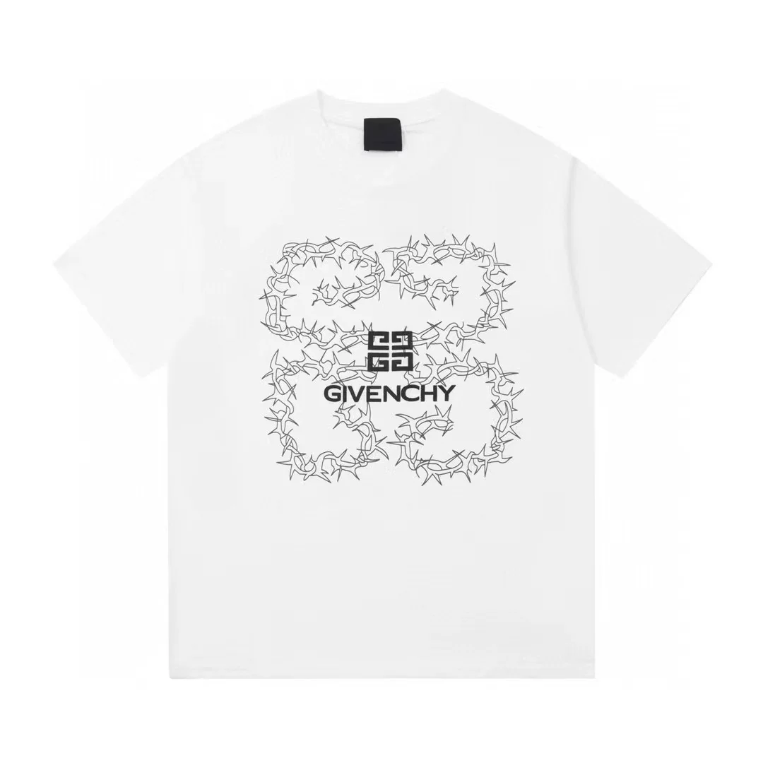 Givenchy, хлопковая летняя футболка для отдыха с круглым вырезом, свободный крой
