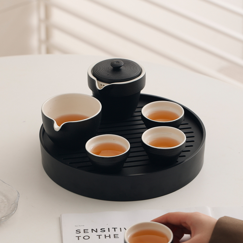 Atour Hotel Same Style Kung Fu Tea Set, One Pot and Two Cups, Water Storage Type Dry Brewing Tea Tray, Hotel and Guesthouse Tea Set