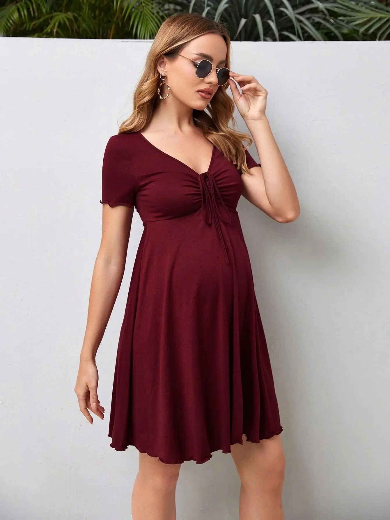 Maternity Drawstring Dress Maternity Clothes Summer Casual 5 O1CN01l65XL22JW526z5sF8 !!2215781349428