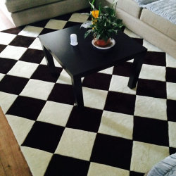 Black and white checkered checkerboard carpet, simple modern geometric bedroom bedside blanket model room study cloakroom internet celebrity blanket