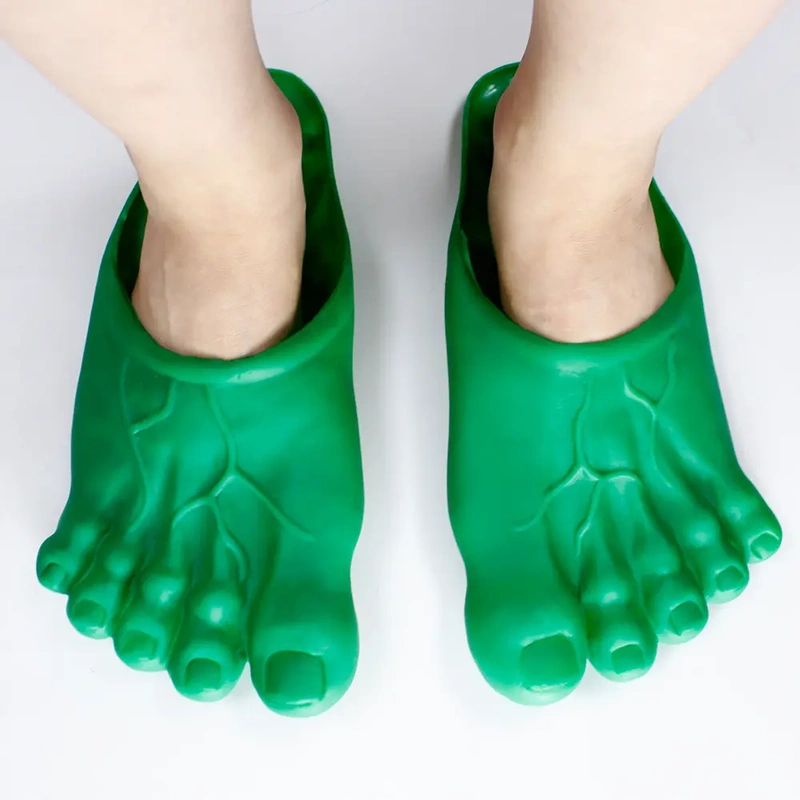 Abstract Slippers, Funny Toe Slippers, Prank Realistic Big-Foot Shoes, Barefoot, Barefooted, Prank Green Giant Five-Toed Shoes