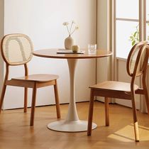 All solid wood round table tulip dining table retro mid-century style dining table and chair combination small apartment leisure negotiation table coffee table