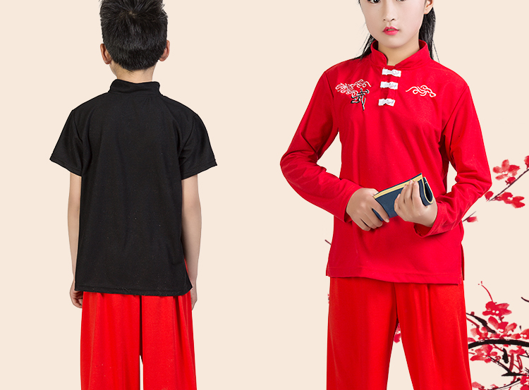 Trang phục võ thuật cho trẻ em biểu diễn trang phục biểu diễn quần áo thực hành quần áo mùa thu và mùa đông tiểu học và trung học tay áo dài Taiji cotton đào tạo quần áo võ thuật cửa hàng quần áo biểu diễn cho trẻ em