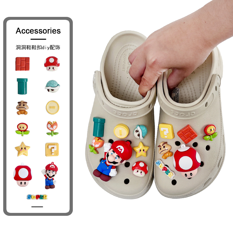 Super Mario Crocs Shoe Charms, 3D Cute Cartoon Zhipi Xing (Jibbitz) Shoe Accessories for Crocs