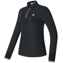 FILA official womens knitted long-sleeved POLO shirt 2023 winter simple golf sports top