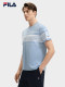 FILA 斐乐官方男子针织短袖衫2024秋新款时尚休闲条纹基础纯棉T恤
