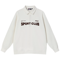 FILA official mens knitted long-sleeved POLO shirt 2024 spring new fashion casual and comfortable top