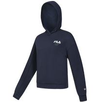 FILA Official Womens Knitted Hooded Top 2024 Spring New Simple Loose Tennis Sports Sweatshirt