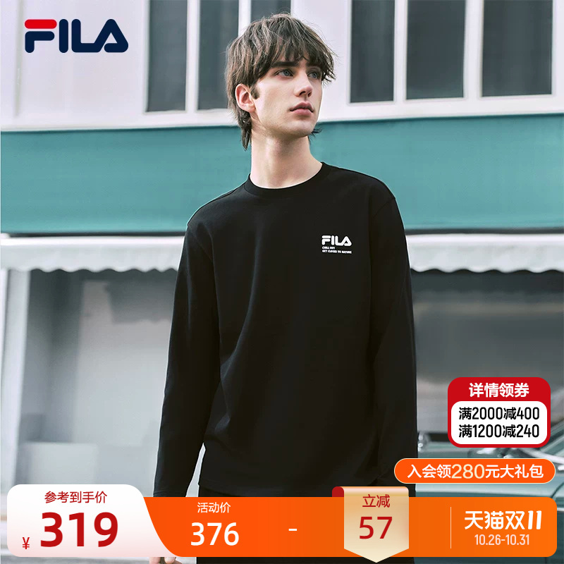 Fila Official Couple Style Knitted Long Sleeve Sports T-Shirt Autumn Casual Pure Cotton Versatile Loose Long Top