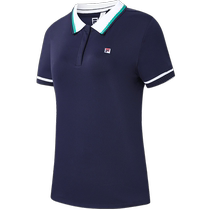 FILA official womens short-sleeved POLO shirt 2023 autumn simple tennis sports knitted top