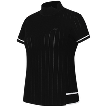 FILA official womens knitted shirt 2024 summer new golf sports small stand-up collar short-sleeved top