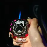 Креативный крутящийся волчок, защитная ветрозащитная надувная неоновая зажигалка для друга, мигающий свет