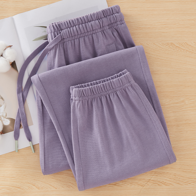 Purple Summer Sports Pants for Women, Thin Cotton Loose Sweatpants, Nine-Point Lantern Pants, Drapey Jogger High-Waisted Casual Pants Purple Summer Sports Pants for Women, Thin Cotton Loose Sweatpants, Nine-Point Lantern Pants, Drapey Jogger High-Waisted Casual Pants