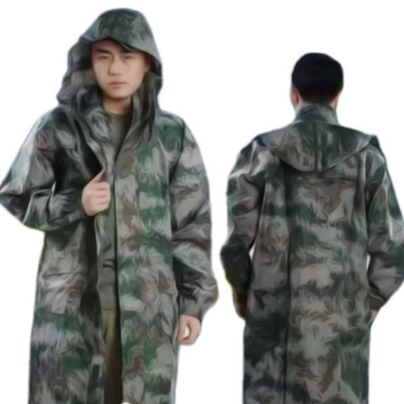 One-Piece Camouflage Raincoat and Poncho, Long Style, for Hiking, Mountaineering, Flood Control, Disaster Relief, Fishing, and Heavy Rain Protection, Standard All-In-One Design One-Piece Camouflage Raincoat and Poncho, Long Style, for Hiking, Mountaineering, Flood Control, Disaster Relief, Fishing, and Heavy Rain Protection, Standard All-In-One Design