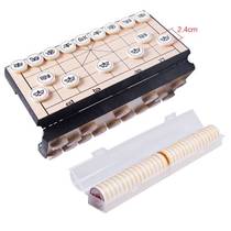 Creative childrens toys home portable Chinese chess chess set beech international ebony thickened safflower solid wood mini