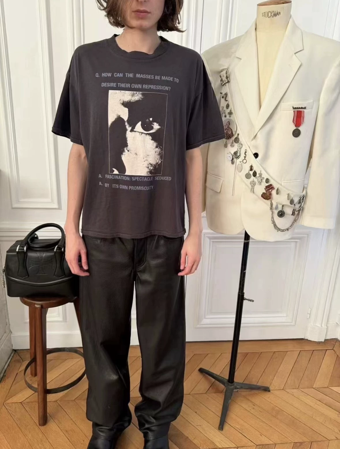 [Capped] erd24ss Melancholy Rich Second Generation Ideology Quiet Eyes Old Washed Slogan Short Sleeves