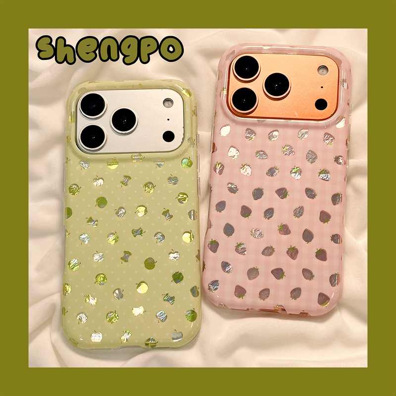 ins Wind Gold Apple Strawberry Phone Case for iPhone 17 Pro Max, Apple 16 Pro Max for Women, New 16, 15 Pro Fresh Style, 17 Shockproof Protective Case, 16 Pro Girly Simple Design ins Wind Gold Apple Strawberry Phone Case for iPhone 17 Pro Max, Apple 16 Pro Max for Women, New 16, 15 Pro Fresh Style, 17 Shockproof Protective Case, 16 Pro Girly Simple Design