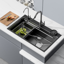 Baihan kitchen sink large single tank 304 stainless steel sink table top and bottom sink household vegetable sink sink