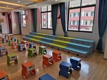 学校新款移动翻转折叠阶学校音乐教室移动三层舞台阶PE塑料合唱台