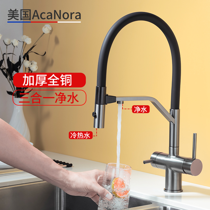 American Acanora Water Purification Three-In-One Kitchen Faucet Magnetic Water Purifier Hot and Cold Rotating Water Purifier Faucet