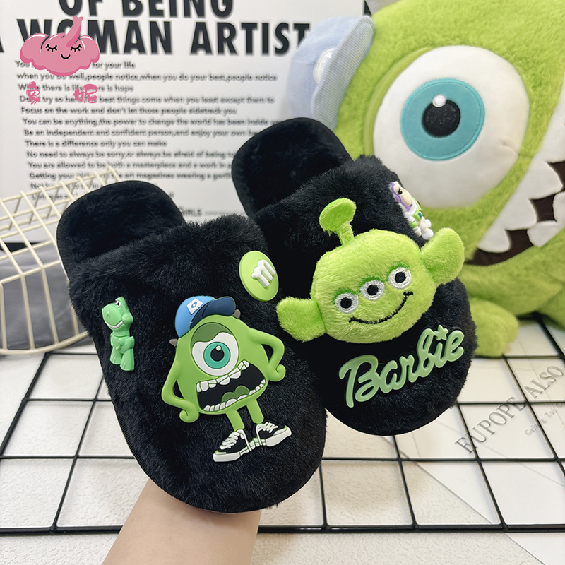Children's Cotton Slippers Flat-Soled 2026 Autumn and Winter New Style Indoor and Outdoor Home Boys' Furry Shoes Baby Warm Non-Slip Shoes