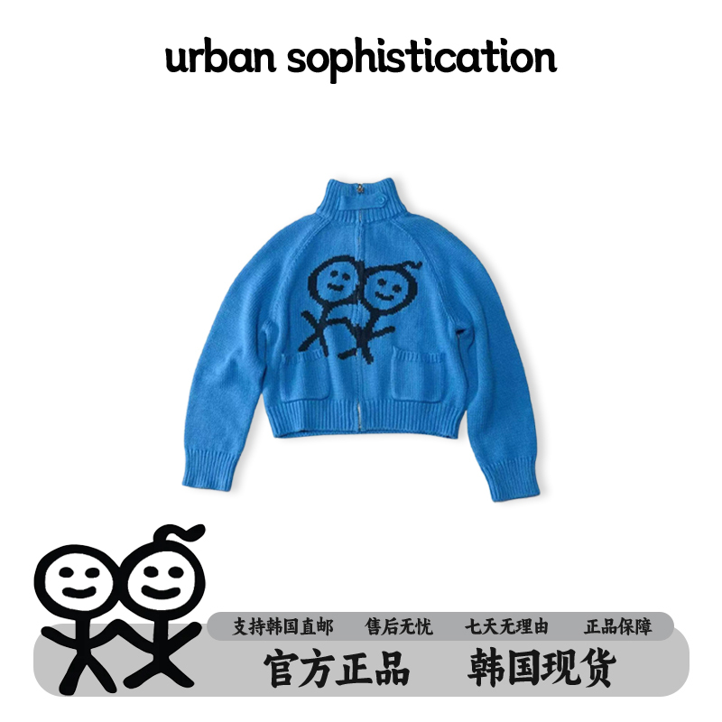 Urban Sophistication Stickman New Style Zipper Turtleneck Knitted Cardigan Jacquard Sweater Jacket for Women Urban Sophistication Stickman New Style Zipper Turtleneck Knitted Cardigan Jacquard Sweater Jacket for Women