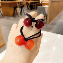 Red Hair Tie Cherry Rubber Band Womens Hair Tie Highly Elastic Internet Celebrity Mori Girl Cute Fruit Hair Tie Korean Versatile Leather Case