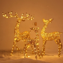 Christmas illuminated deer cart wrought iron deer sleigh elk mall hotel lobby scene window decoration set