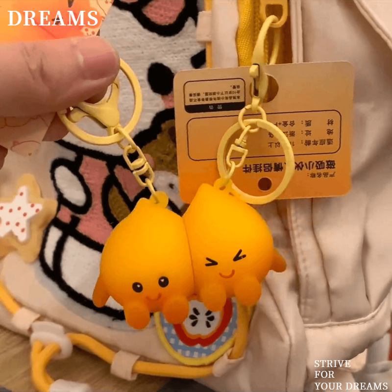 Can Be Shipped to Other Locations [New Magnetic Model] Cute and Adorable Little Fireman Magnetic Keychain Little Flame Backpack Pendant