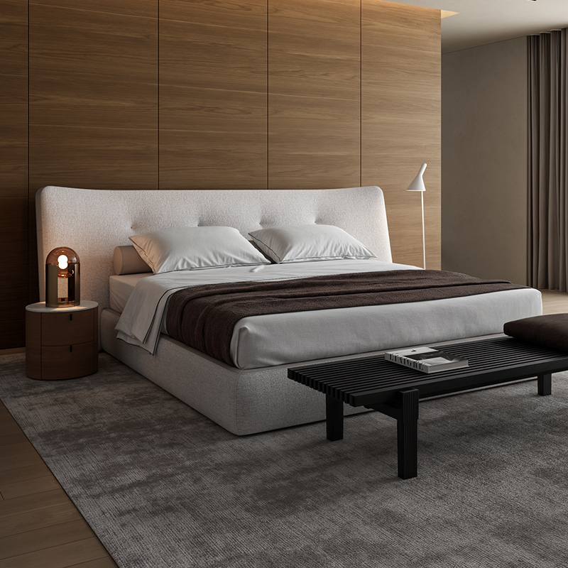 Joeden/Rever Bed Master Bedroom Italian Minimalist Light Luxury High-End Wide-Screen Double Bed Fabric High-End and Elegant
