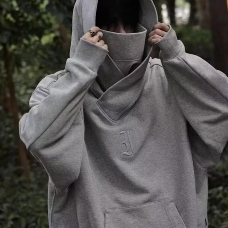 Cos Lan Style Face-Covering Sweatshirt for Men, Fleece-Lined and Thickened, Ihrsa Horror Clothing, Functional Ninja Hoodie Jacket Cos Lan Style Face-Covering Sweatshirt for Men, Fleece-Lined and Thickened, Ihrsa Horror Clothing, Functional Ninja Hoodie Jacket