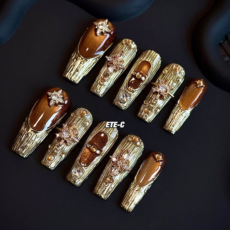 C+ Phantom of the Opera Subculture 2025 New High-End Dark Mid-Length Nail Art Wearable Nails Heavy Craft Handmade