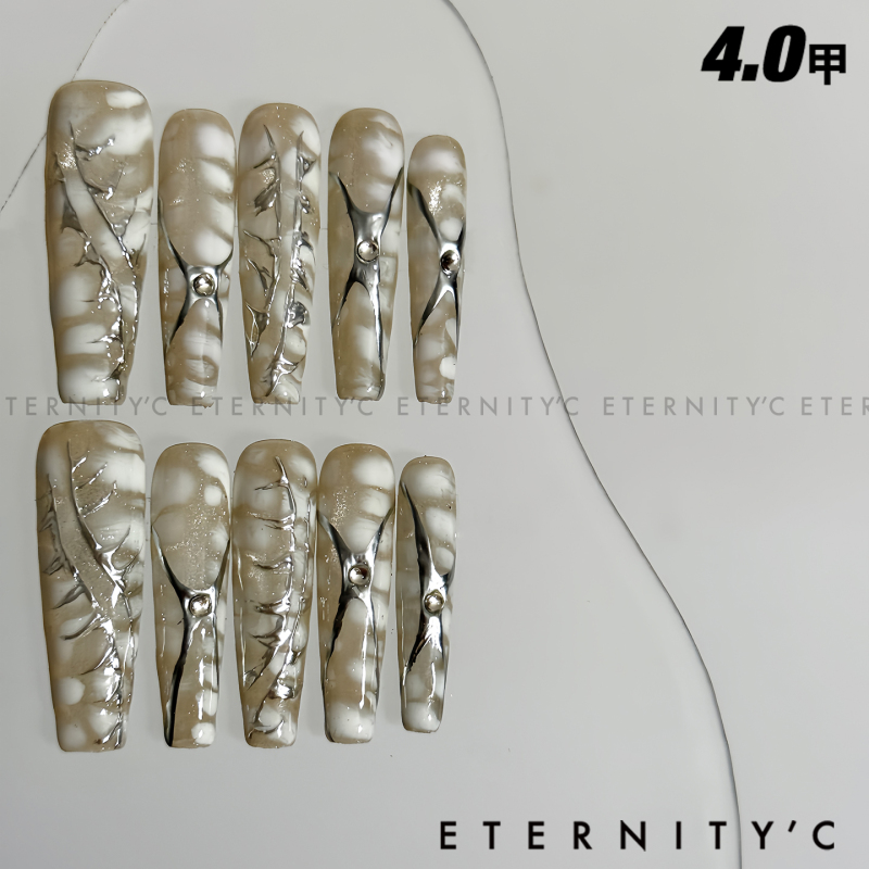 C+ Silver Snake Skin Subculture New European and American Niche High-End Heavy Craft Handmade Extra-Long Nail Art Wearable Nail Stickers C+ Silver Snake Skin Subculture New European and American Niche High-End Heavy Craft Handmade Extra-Long Nail Art Wearable Nail Stickers