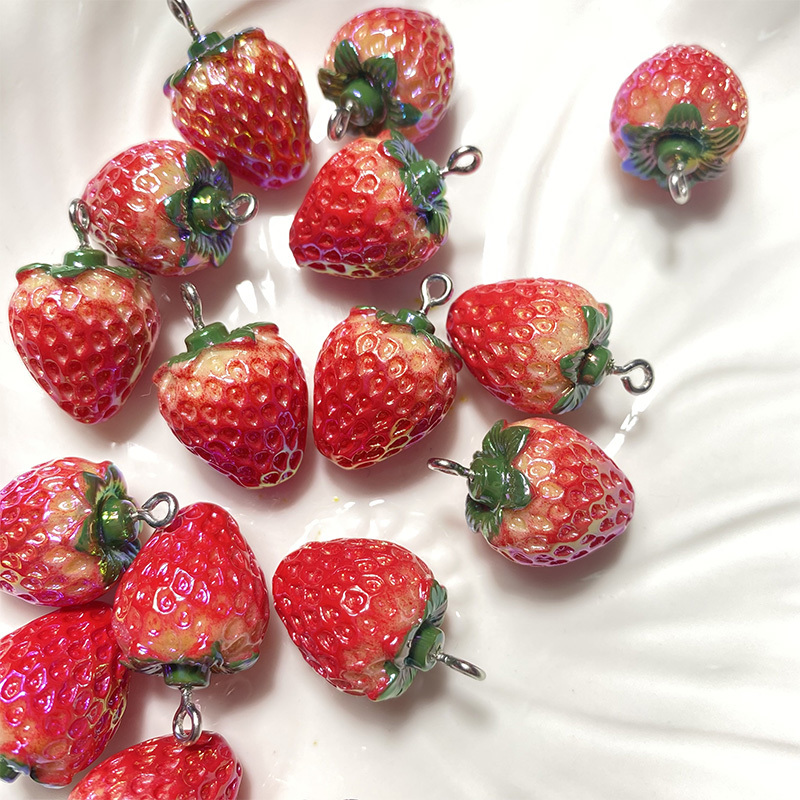 New Aurora Simulated Fruit 3D Strawberry DIY Accessories Earrings Bracelet Cream Glue Resin Bracelet DIY Accessories