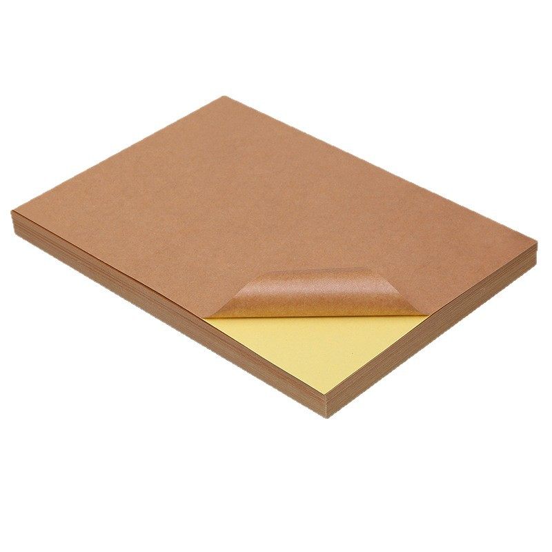 A4 Dark Brown Kraft Paper Label Printing Paper, Self-Adhesive Stickers, Matte Surface, Strong Adhesive, Self-Adhesive Printing Paper Wholesale, Large Self-Adhesive Label Paper, Self-Adhesive White Blank Paper with Adhesive Backing