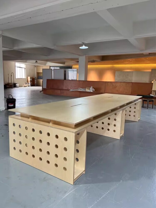 Log Mid-Century Style Ocean Board Desk Office Computer Desk Conference Table Rectangular Studio Island Table