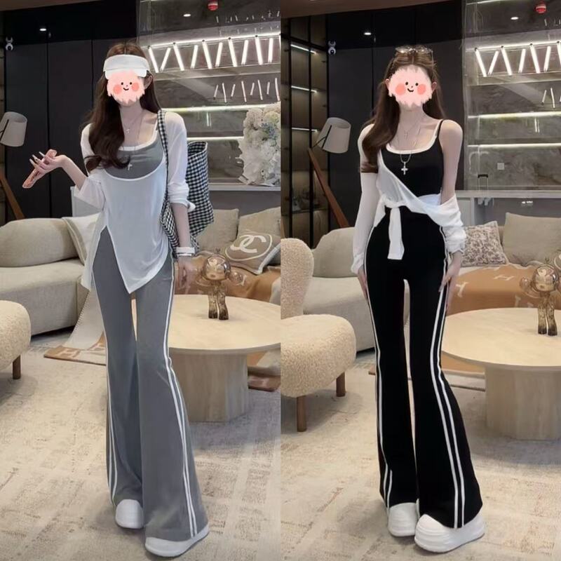 2026 Spring/Summer New Korean Style Lazy Chic Sunscreen Cover-Up Fake Two-Piece Camisole Casual Pants Three-Piece Set