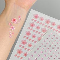 Sakura face accessories face peach blossom stickers pink rhinestone stage creative makeup exciting eye makeup tear diamond sequins