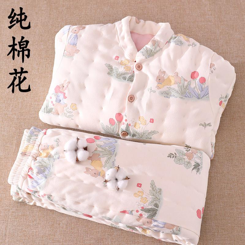 Pure Cotton Padded Clothing for Women, Thickened for Warmth, Suitable for Both Inner and Outer Wear, Home Cotton Jacket and Pants Set, Base Layer for Winter