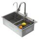 Kitchen Handcrafted Sus304 Thickened Stainless Steel Sink, Large Single Bowl, Household Countertop Sink for Washing Vegetables and Dishes