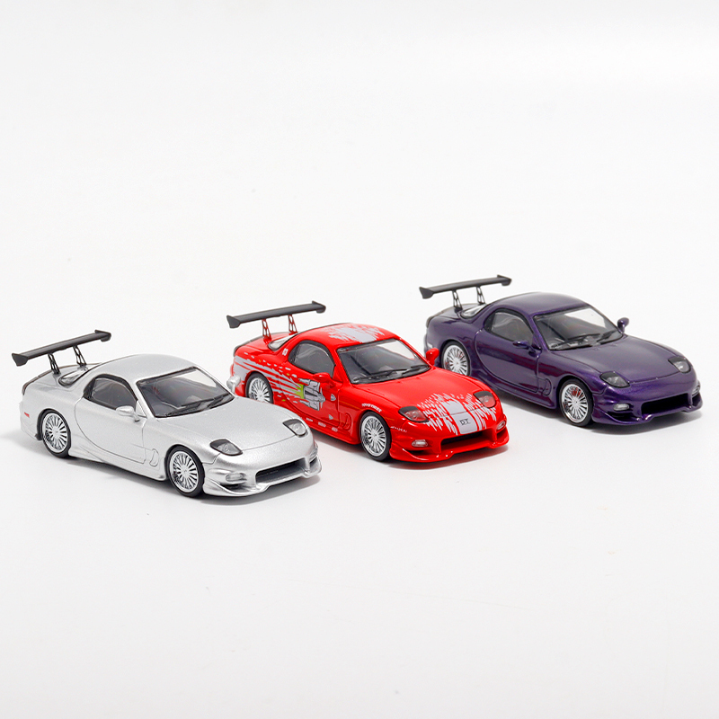 Mortal Mazda Rx7 Veilside Fast and Furious Same Color Scheme 1:64 Alloy Car Model
