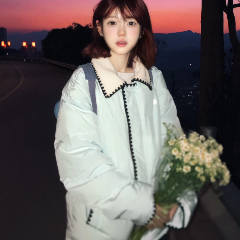 Down Cotton Jacket for Women, 2025 New Japanese Style Student Design, Niche Cotton Coat for Petite Figures, Korean Style Outerwear
