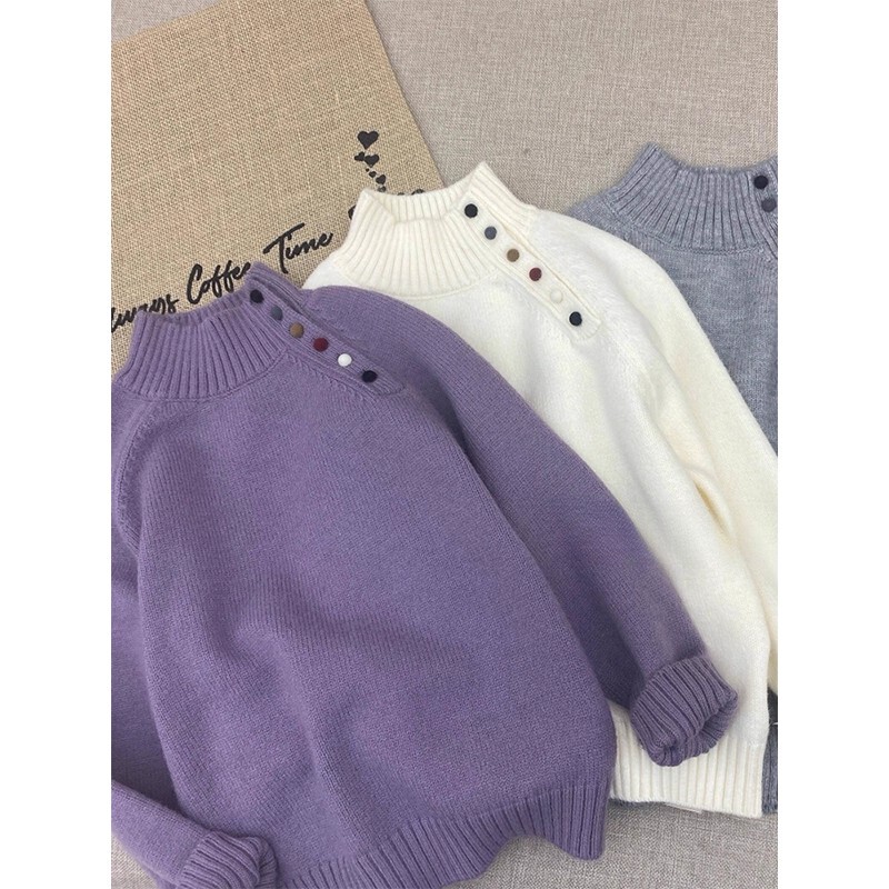 Girls' Turtleneck Sweater Autumn and Winter 2025 New Korean Style Children's Stylish Thickened Knitwear Girls' Base Layer Top