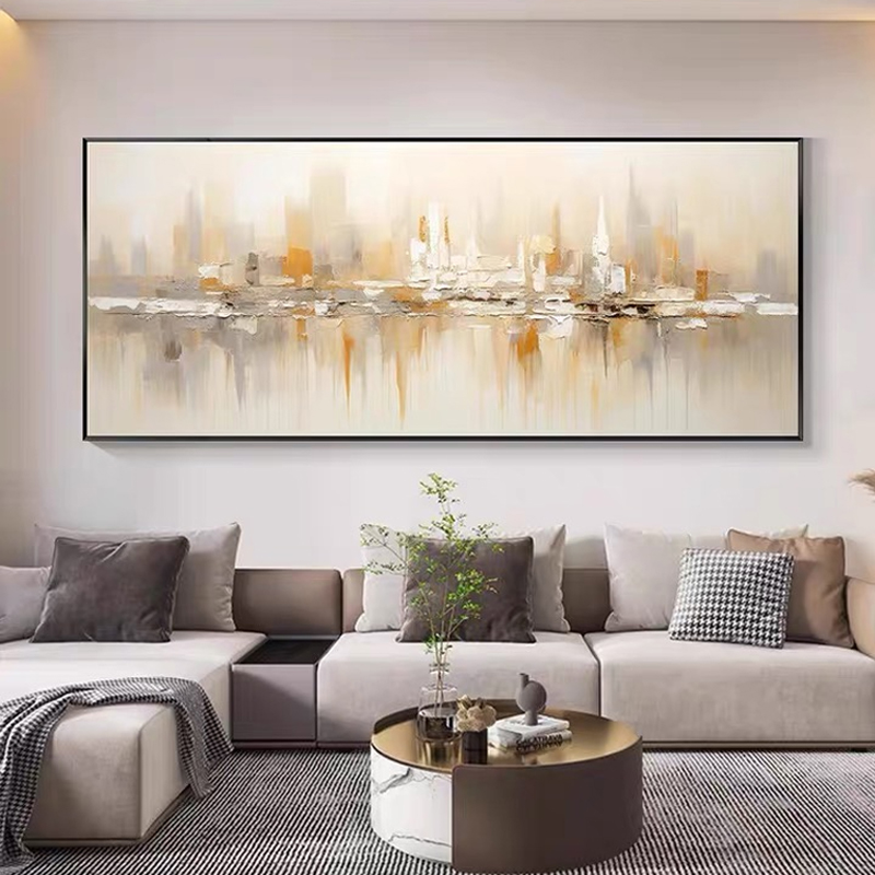 Pure hand painted oil painting Silence Wind Decoration Painting Horizontal Version Living Room Background Wall Hanging Painting Master Bedroom Abstract Creamural Painting-Taobao