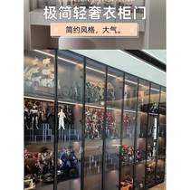 Door Minimalist Tempered Glass Cabinet Door Customized A1010 Aluminum Gold Frame Wardrobe Door Cabinet Door Black Transparent Wine Living Room Exhibition