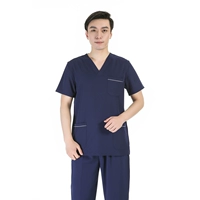 Весна и осень Encrypted Model 016 Мужская темно-синяя с коротким рукавом