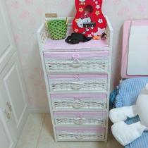Pastoral simple rattan storage cabinet European style simple straw bedside table storage cabinet baby wardrobe drawer type
