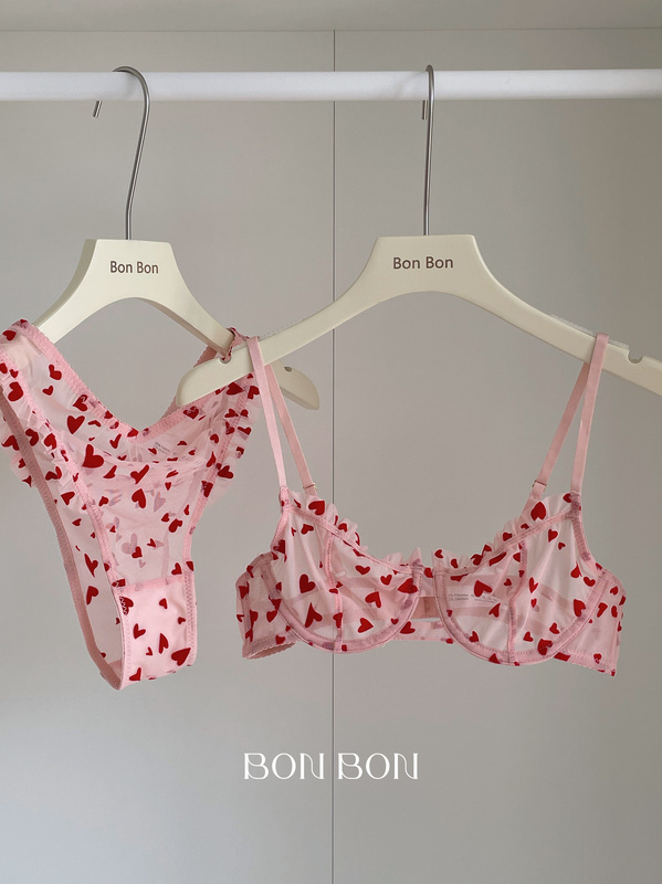 Bonbon• See-Through Women's Underwear Summer Ultra-Thin Bra Lace Sexy Transparent Push-Up Thin Bra Set